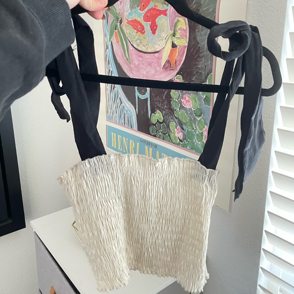 Zara: BRAND NEW CREAM top with self tied straps